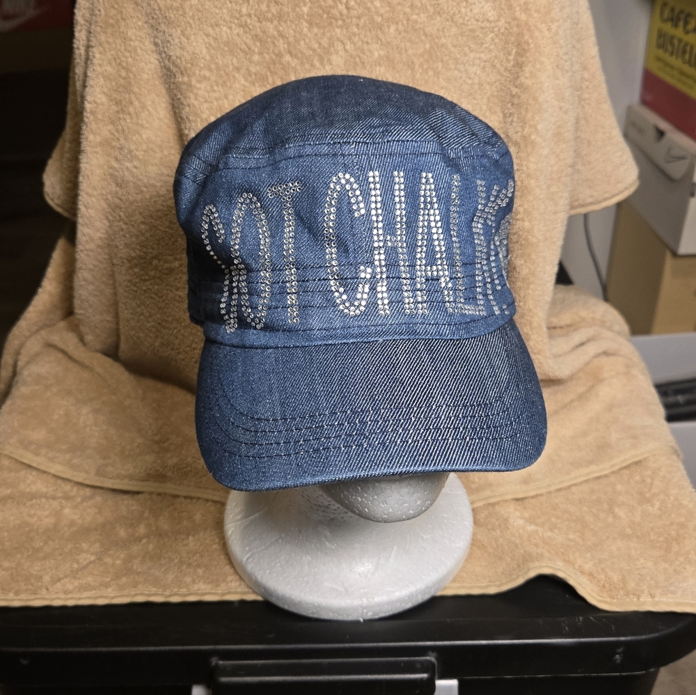 Denim Cap with Embroidered Text - Picture 10 of 14
